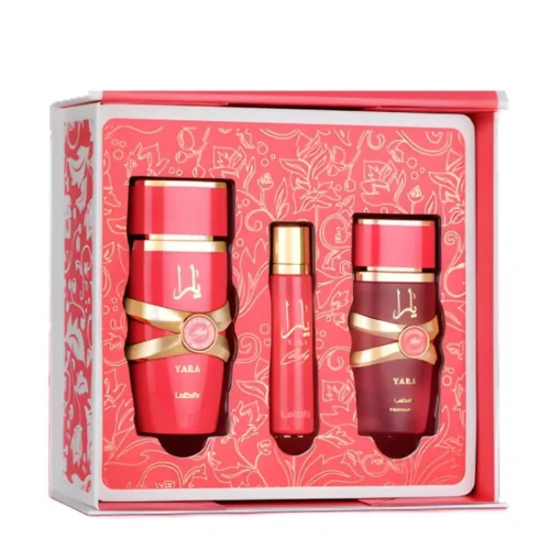 Kit Lattafa Yara Candy Feminino - Eau de Parfum 100ml + 12ml + Hair Mist 50ml